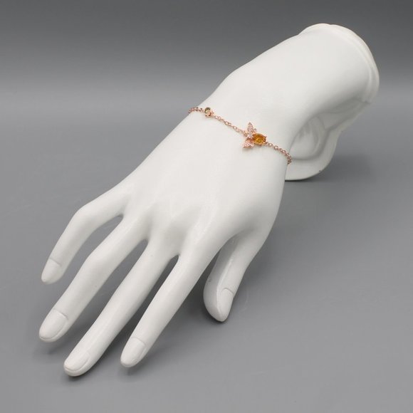 Bee bracelet rose gold tone citrine peridot - Picture 2 of 6